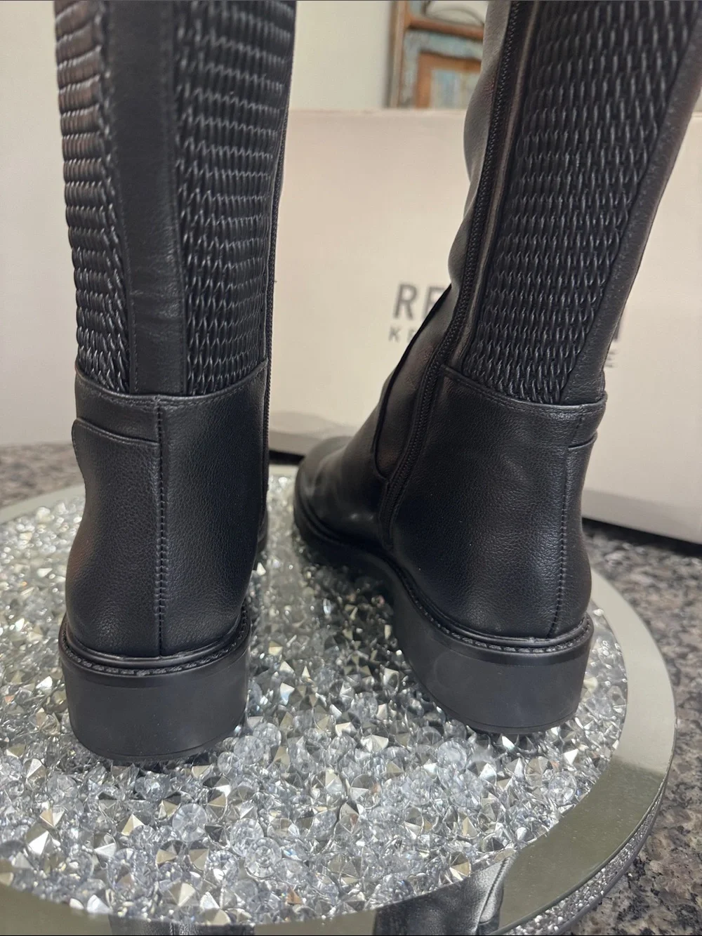Kenneth Cole Reaction Lionel weaved Black Over-the-Knee riding Boots NEW 8